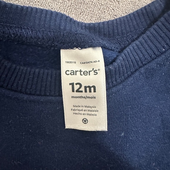 Carter’s Christmas Sloth Pullover Navy Blue Sweater Size 12 Months Baby - Picture 8 of 9